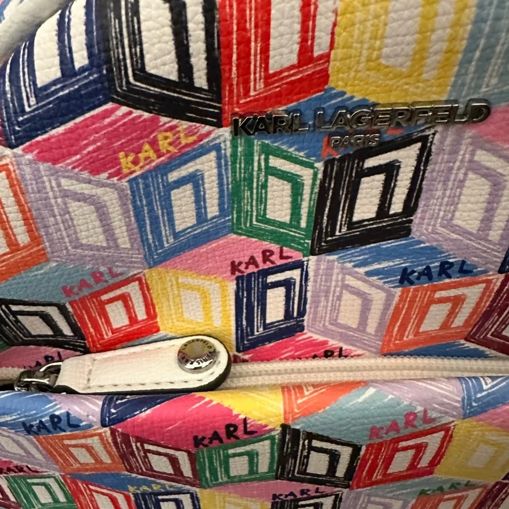 Karl Lagerfeld Paris Maybelle Mini Backpack Multicolor Geometric Cube Print